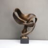 Metal & Marble Ribbon Sculpture - Modern Chinese Style Desk Ornament