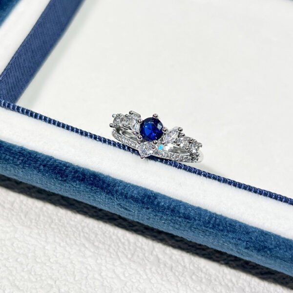 Blue Zircon Open Rings - Minimalist Adjustable Statement Ring Collection