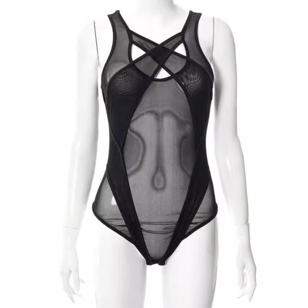 Cross-Border Foreign Trade European and American New Sexy Lingerie Sexy Women's Mesh Halter Two-Piece Jumpsuit Sexy Suit Wholesale
