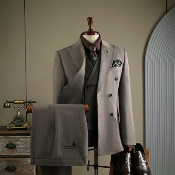 Striped Suit Set for Men, Business Formal Wear, Groomsman Attire, Wedding Groom Suit Jacket, Short Suit