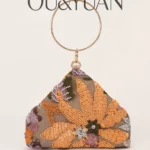 Triangle Embroidered Sequin Clutch Bag - Niche Floral Evening Bag