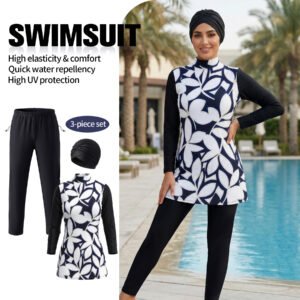 LNYY100 Maillot de bain conservateur de protection solaire ensemble trois pièces avec foulard