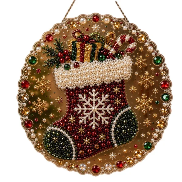 Christmas Santa Claus 5D Acrylic Diamond Painting DIY Kit, Ornament Pendant