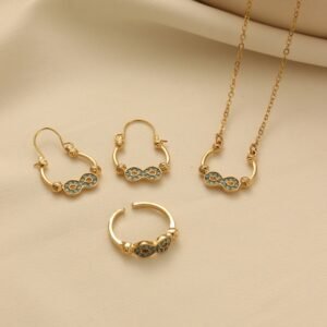 Turkish Cross-Border Internet Celebrity Jewelry Set, Electroplated 24K Letter Pendant Necklace and Earrings