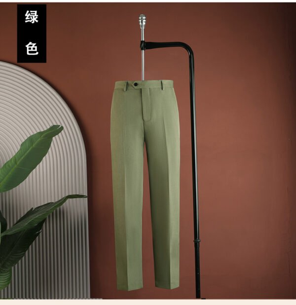 Green (single piece of pants) Whale Lion Men's Casual Business Straight-Leg Dress Pants Versatile Fashion Simple Mid-High Waist Wrinkle-Resistant Non-Iron Pants