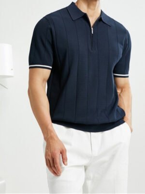Men's Ice Silk Knitted Polo Shirt - Slim Fit Short Sleeve Summer Top
