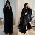 LN197 Beaded Long Cardigan with Batwing Sleeves and Headscarf (One Size)