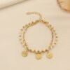Middle Eastern Retro Pearl Rice Flower Coin Pendant Bracelet