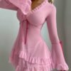 Cross-Border Foreign Trade European and American New Sexy Lingerie Sexy Women's Lace Mesh Polka Dot Skirt Pajamas Sexy Suit