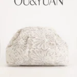 Lace Embroidered Clutch Bag - High-End Floral Hollow-Out Evening Bag