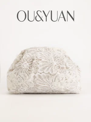 Lace Embroidered Clutch Bag - High-End Floral Hollow-Out Evening Bag