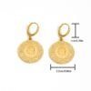 Turkish Gold-Plated Coin Earrings, Women's Head Portrait Gold Coin Ear Studs