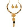 Cross-Border Bestseller Ethnic Style Spiral Hollow Black Bead Necklace Set with Long Tassel Earrings, Exotic Style