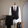 Double Row Brown Suit Men's Business Groom Wedding Dress Groomsmen Slim Suit