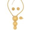 Cross-Border Xinjiang Jewelry Set, Light Luxury Retro Gold Round Metal Pendant Necklace