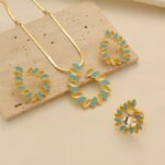 European and American Wheat Pendant Necklace Set, K Gold-Plated Sweater Chain