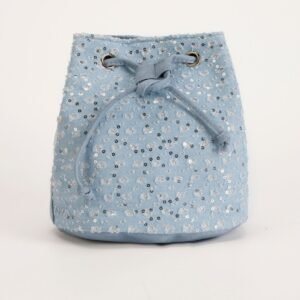 Sequin Fashion Denim Bucket Bag – Rhinestone Drawstring Crossbody Bag