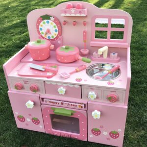 Large Kids Play Kitchen Set - Pretend Cooking Station with Lights & Sounds
