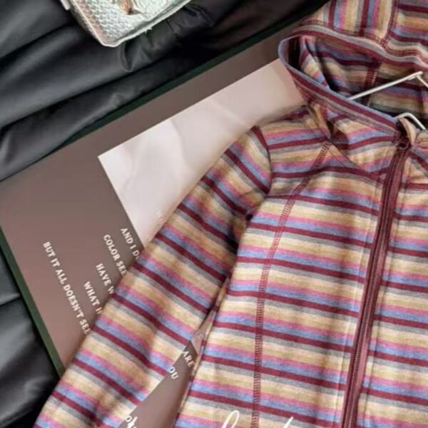 O1CN01ezJD4w1CSEPifWW4O_2218561860079-0-cib Girls Rainbow Hooded Top - Long Sleeve Striped Zip Hoodie, Korean Style