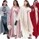 LN098 Loose-Fitting Oversized Satin Cardigan with Lantern Sleeves