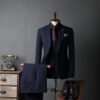 Striped Suit suit men's full set bridegroom suit British style best man clothes business formal wear wedding suit men's clothing