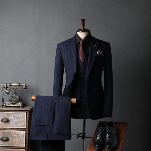 Striped Suit suit men's full set bridegroom suit British style best man clothes business formal wear wedding suit men's clothing