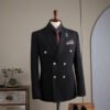 Double Row Brown Suit Men's Business Groom Wedding Dress Groomsmen Slim Suit