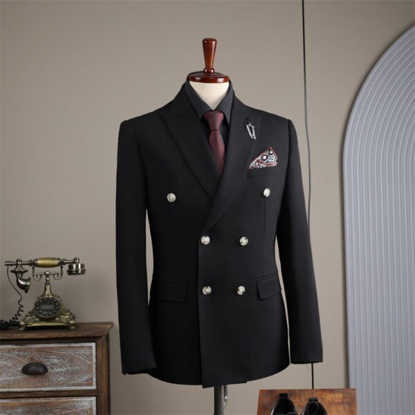 Double Row Brown Suit Men's Business Groom Wedding Dress Groomsmen Slim Suit