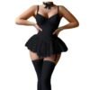 Cross-Border Foreign Trade European and American New Sexy Lingerie Sexy Women's Lace Mesh Bow One-Piece Skirt Sexy Suit