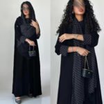 HY241 Black Polka Dot Chiffon Robe with Headscarf