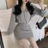 Hooded Sweater Hip Skirt Waist Slimming Base All-match Korean Style Dress