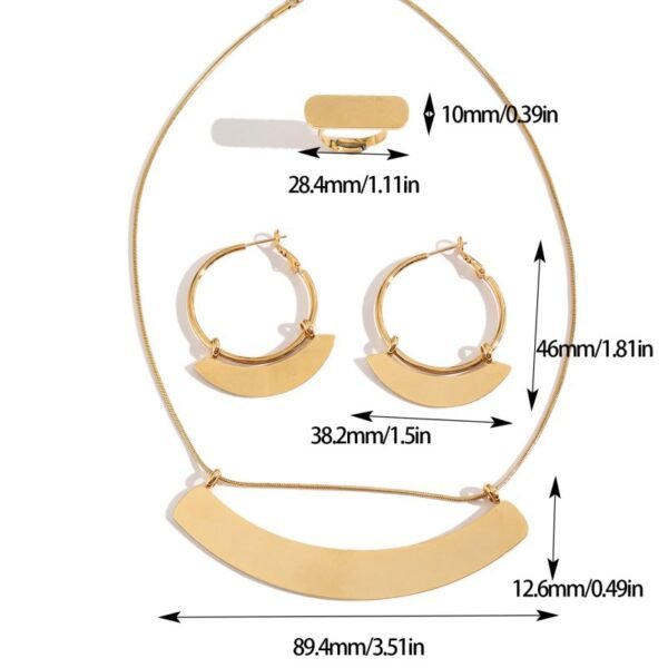 Exaggerated Fan-Shaped Earrings Light Luxury Gold Jewelry Set with Necklace