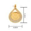Middle East Dubai Vintage Carved Pendant Necklace, Ethnic Style, Vacuum Thickened Electroplated Gold