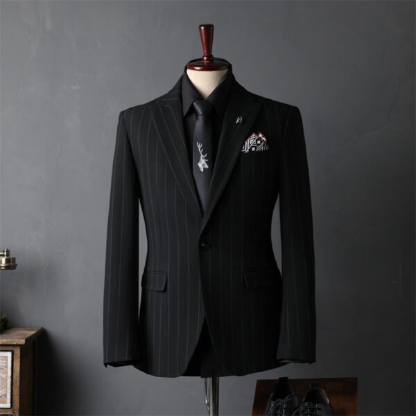 Striped Suit suit men's full set bridegroom suit British style best man clothes business formal wear wedding suit men's clothing