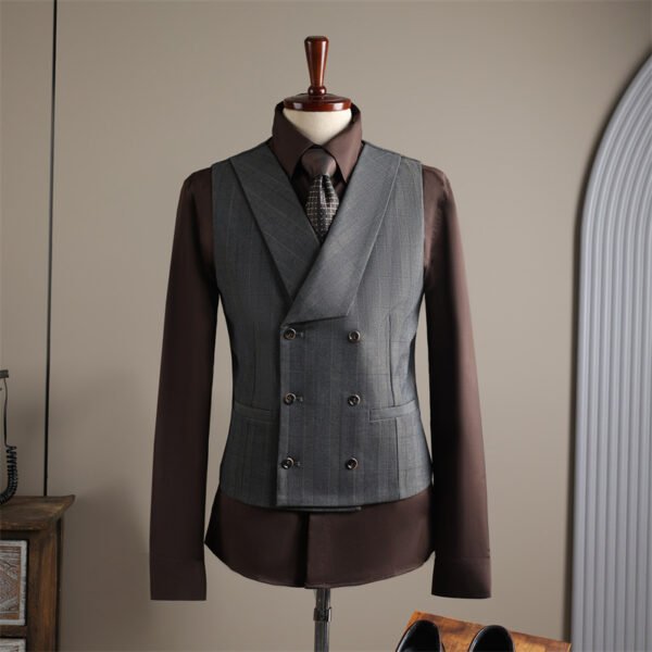Double Row Plaid Suit Men's Business Formal Groomsman Wedding Groom Suit Jacket