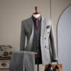 Double Breasted Striped Suit Men's Business Slim Formal Wear Bridegroom Wedding Dress