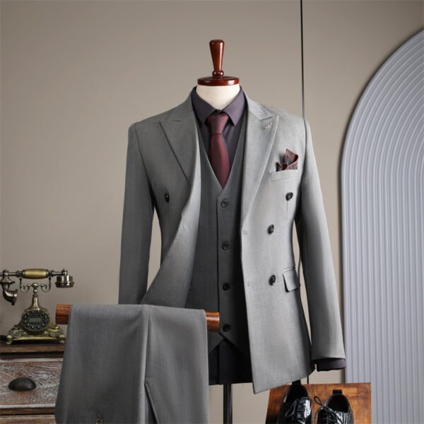 Double Breasted Striped Suit Men's Business Slim Formal Wear Bridegroom Wedding Dress