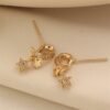 Copper Inlaid Zircon Meteor Shower Necklace Geometric Star Pendant Earrings Set