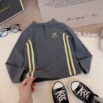 Kids Half-Zip Stand Collar Patchwork Sweatshirt