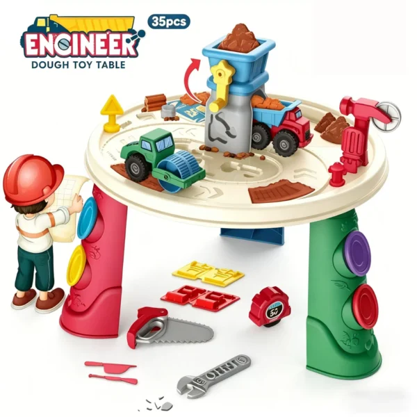 Engineering Colored Clay Round Table Toy - Kids DIY Clay Tool Set