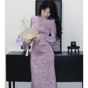 New Chinese Women's Improved Cheongsam High-end Elegant Guofeng Buckle Dress