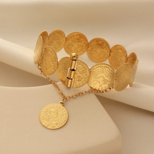 Xiyin Hot-Selling Ancient Coin Gold-Plated Bracelet, High-End Jewelry, Retro Ethnic Style Bracelet, Cross-Border Jewelry Wholesale