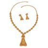 Middle Eastern Hollow Filigree Bell-Shaped Long Necklace Earrings Set