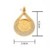 Middle East Dubai Vintage Carved Pendant Necklace, Ethnic Style, Vacuum Thickened Electroplated Gold