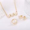 Little Butterfly Necklace Earrings Ring Three-Piece Set Fashionable Simple
