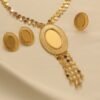 Evening Ethnic Style Tassel Necklace and Earring Set, Gold-Plated Jewelry, Xinjiang Style