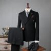 Double Breasted Striped Suit Men's Business Slim Formal Wear Bridegroom Wedding Dress