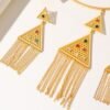 Middle Eastern Ethnic Necklace Set with Gold Tassel Earrings Clavicle Chain 3 Middle Eastern Ethnic Necklace Set with Gold Tassel Earrings Clavicle Chain