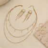 Brass Gold-Plated Pressed Sheet Necklace Chain Three-Piece Set with Ring
