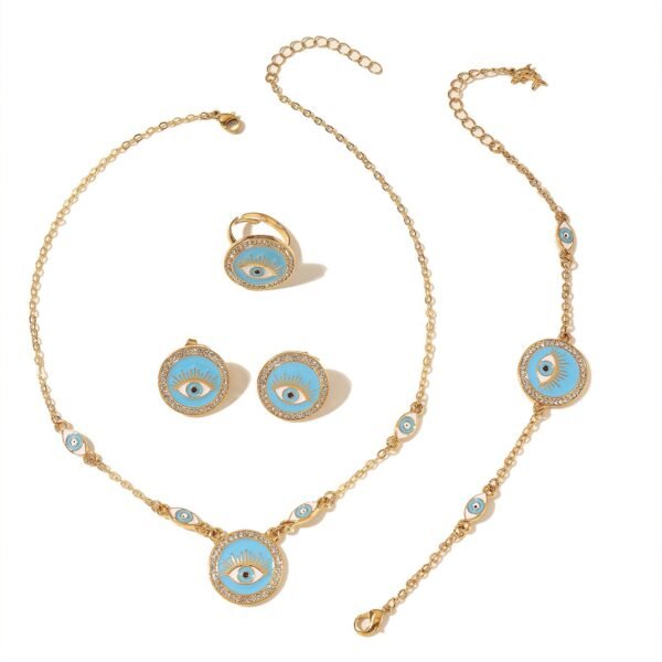Cross-Border Ethnic Devils Eye Bracelet Necklace Four-Piece Jewelry Set